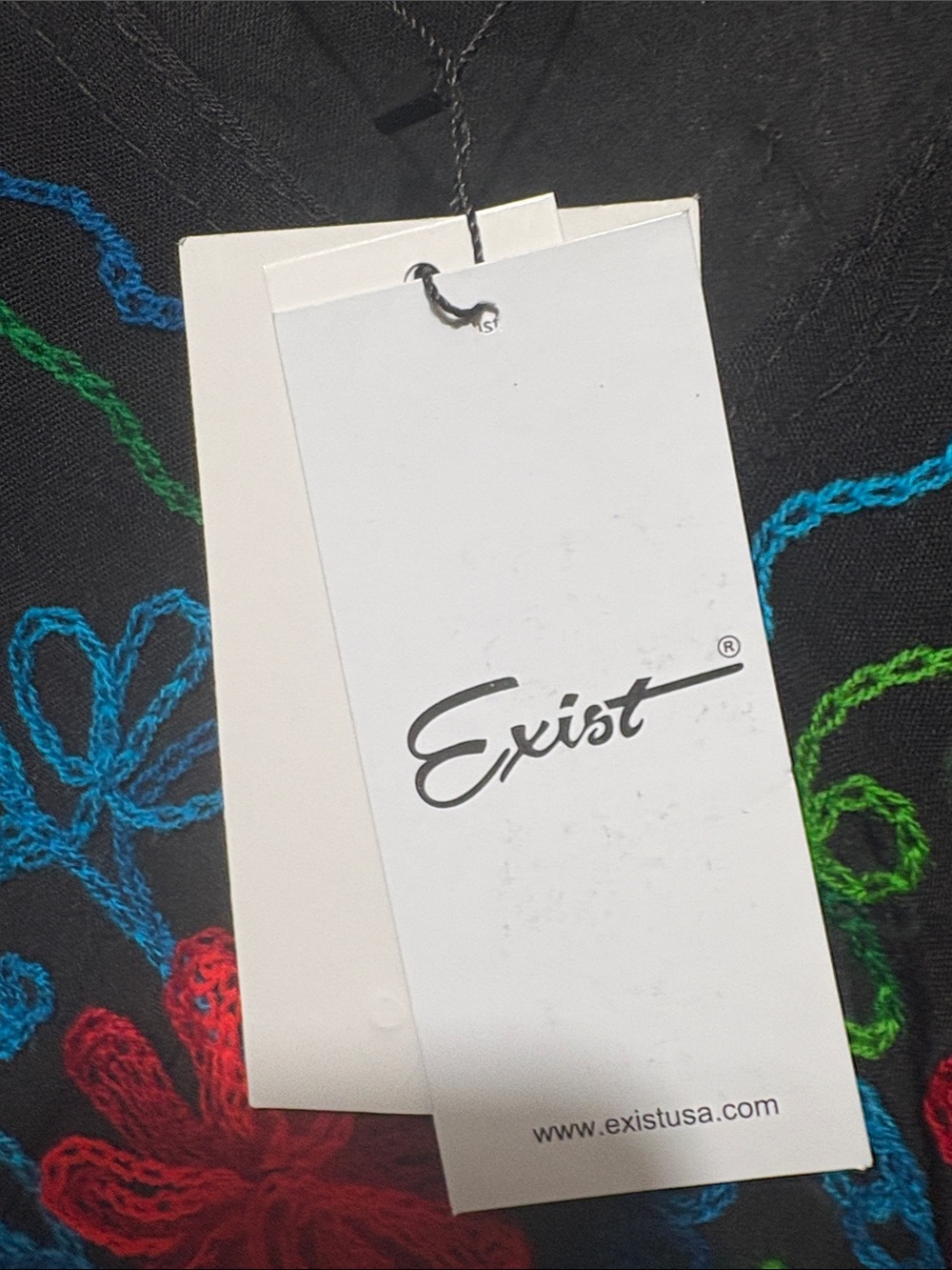 Exist Black Midi Dress with Red, Blue & Green Embroidery - Picture 3 of 9